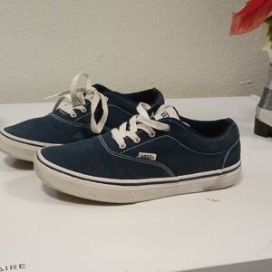 Vans Women’s Navy Canvas Low-Top Sneakers with White Accents